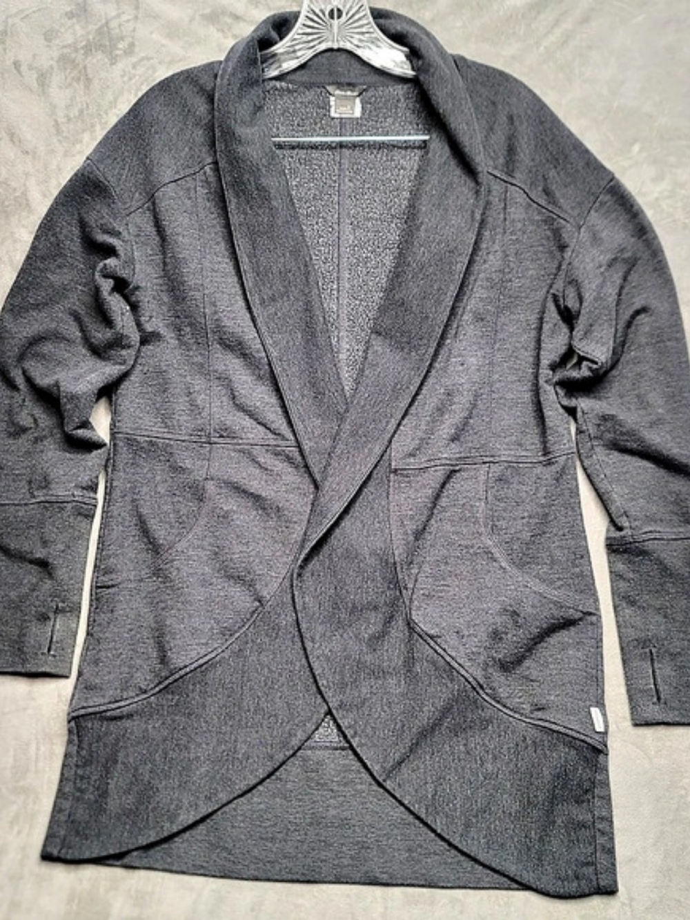 Eddie Bauer Women's Vintage Gray Camp Fleece Wrap Cardigan Small